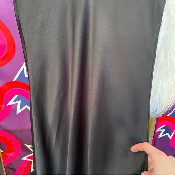 Wilfred Canto Satin Black Slip Dress Bias Cut Midi Drapey Aritzia Viscose 80281 - Picture 10 of 14